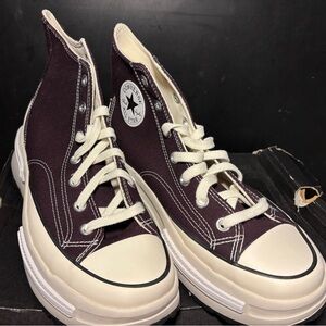 Converse High-Top Sneakers in Dark Brown and Cream
